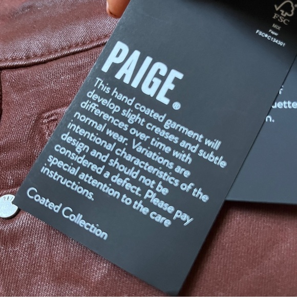 New Paige Mid Rise Ankle Coated Skinny Jeans 23 | Burgundy Dust | $229 Retail - Picture 4 of 16